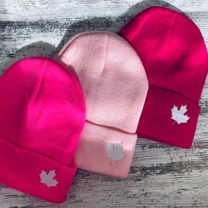 NEW-Embroidered Maple Leaf Beanie Hat